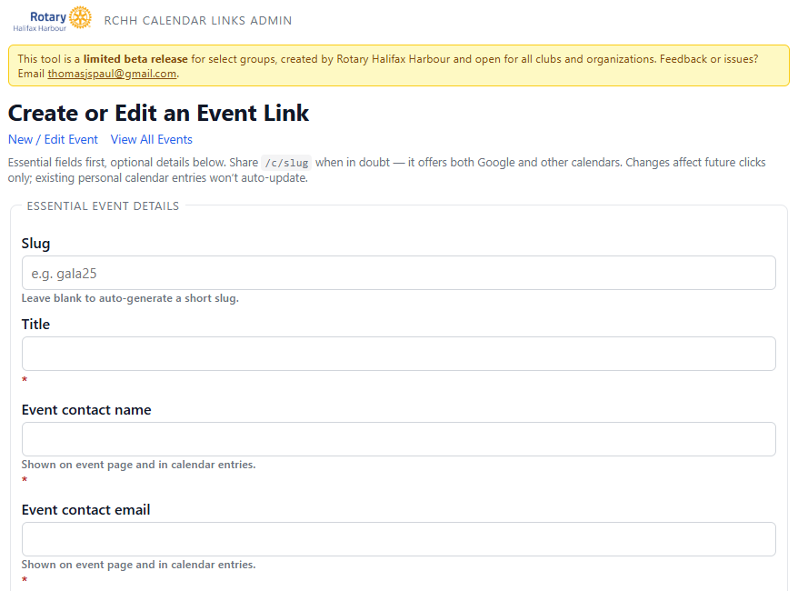 RCHH Calendar Links